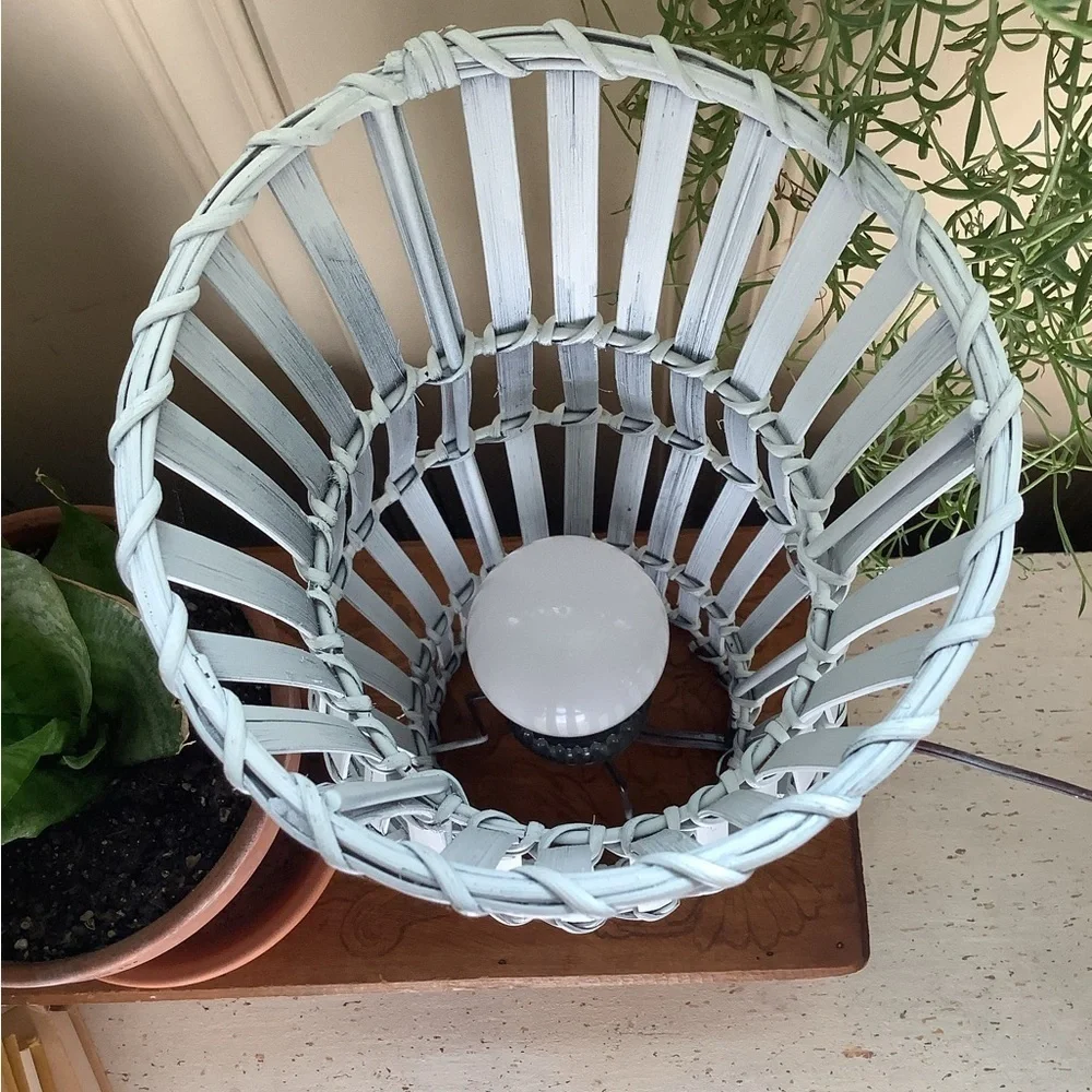 Vintage Painted White Bamboo Accent Lamp